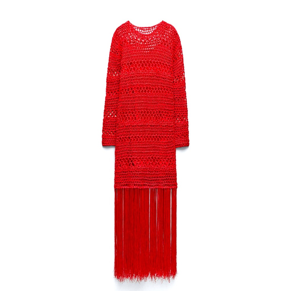 ZARA FRINGED CROCHET KNIT DRESS NWT
Red | SIZE MEDIUM & LARGE GORGEOUS!